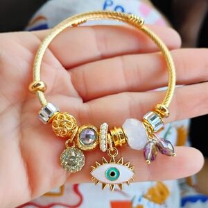 Gold Evil Eye Charm Bracelet